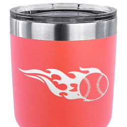 Baseball 30 oz Stainless Steel Tumbler - Coral - Single Sided