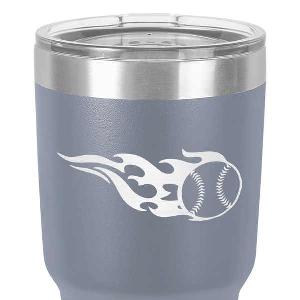 Baseball 30 oz Stainless Steel Ringneck Tumbler - Grey - Close Up