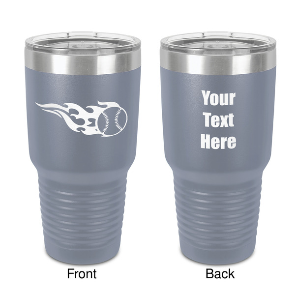 Custom Baseball 30 oz Stainless Steel Tumbler - Grey - Double-Sided (Personalized)