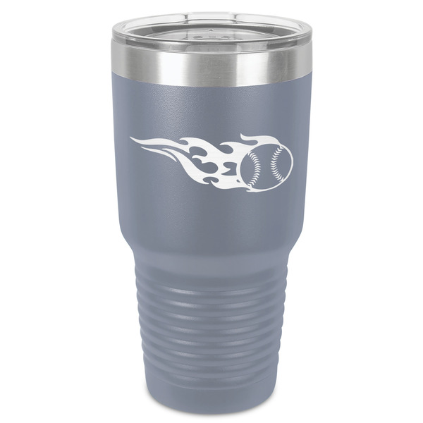 Custom Baseball 30 oz Stainless Steel Tumbler - Grey - Single-Sided