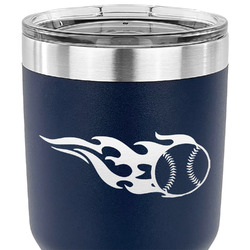 Baseball 30 oz Stainless Steel Tumbler - Navy - Double Sided (Personalized)