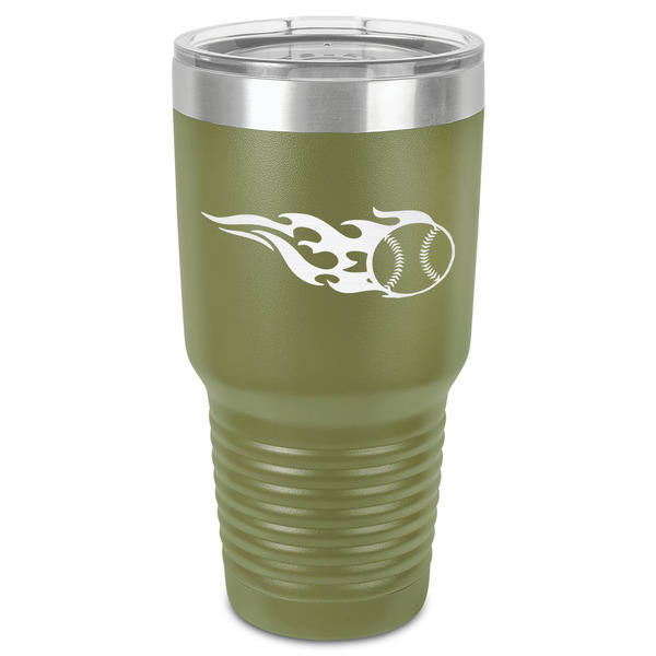 Custom Baseball 30 oz Stainless Steel Tumbler - Olive - Single-Sided
