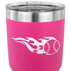 Baseball 30 oz Stainless Steel Tumbler - Pink - Single Sided