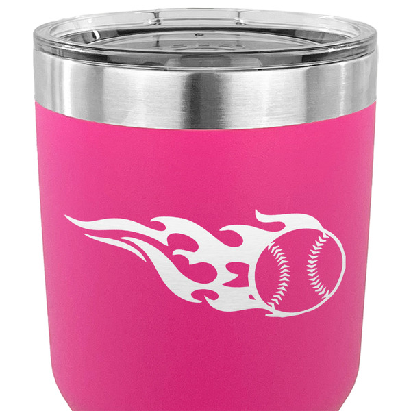 Baseball 30 oz Stainless Steel Ringneck Tumbler - Pink - CLOSE UP