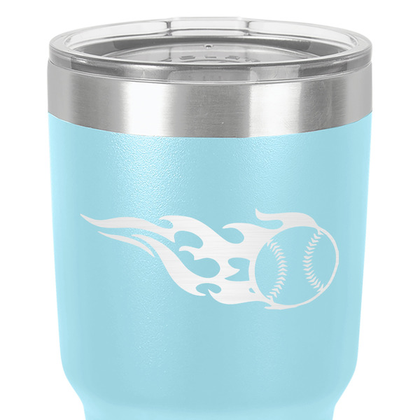 Baseball 30 oz Stainless Steel Ringneck Tumbler - Teal - Close Up
