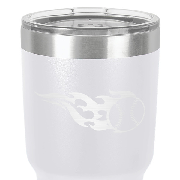 Baseball 30 oz Stainless Steel Ringneck Tumbler - White - Close Up