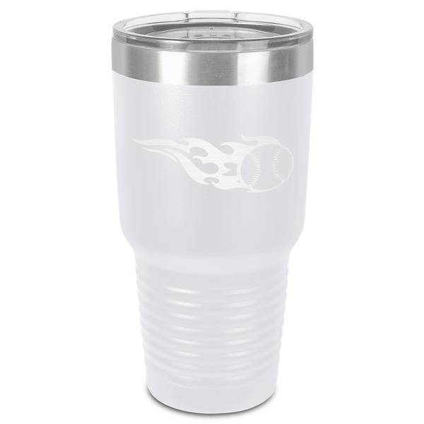 Baseball 30 oz Stainless Steel Ringneck Tumbler - White - Front