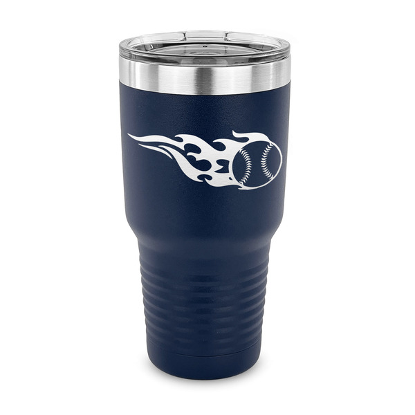 Custom Baseball 30 oz Stainless Steel Tumbler - Navy - Single Sided