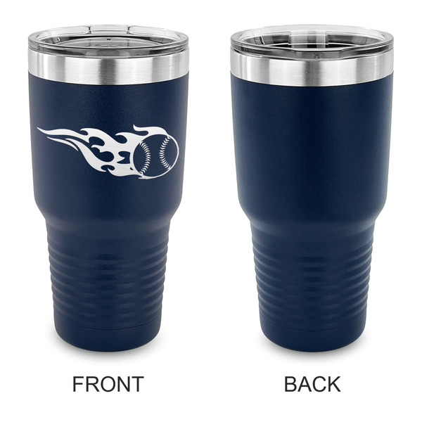Baseball 30 oz Stainless Steel Ringneck Tumblers - Navy - Single Sided - APPROVAL