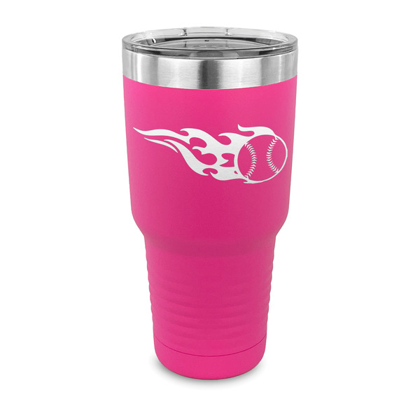 Custom Baseball 30 oz Stainless Steel Tumbler - Pink - Single Sided