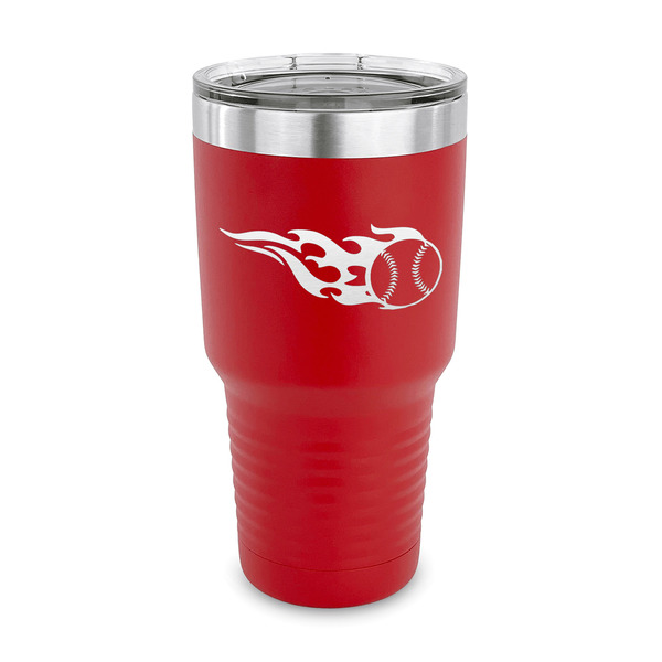 Baseball 30 oz Stainless Steel Ringneck Tumblers - Red - FRONT