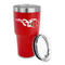 Baseball 30 oz Stainless Steel Ringneck Tumblers - Red - LID OFF