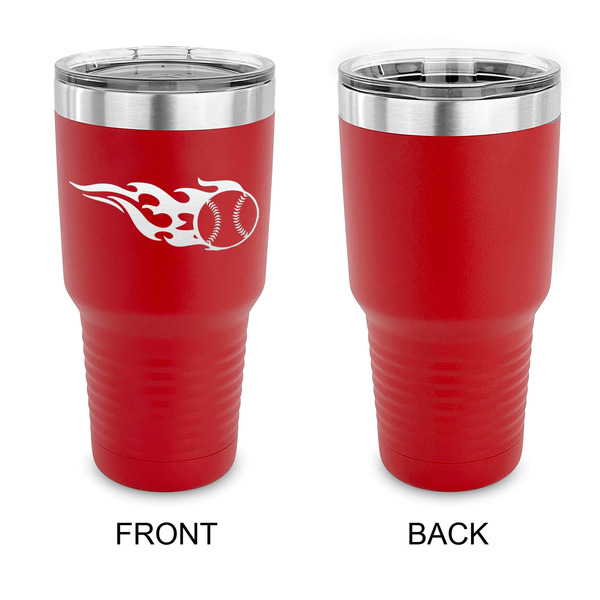 Baseball 30 oz Stainless Steel Ringneck Tumblers - Red - Single Sided - APPROVAL