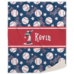 Baseball Sherpa Throw Blanket - 50"x60" (Personalized)