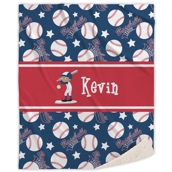 Custom Baseball Sherpa Throw Blanket - 50"x60" (Personalized)