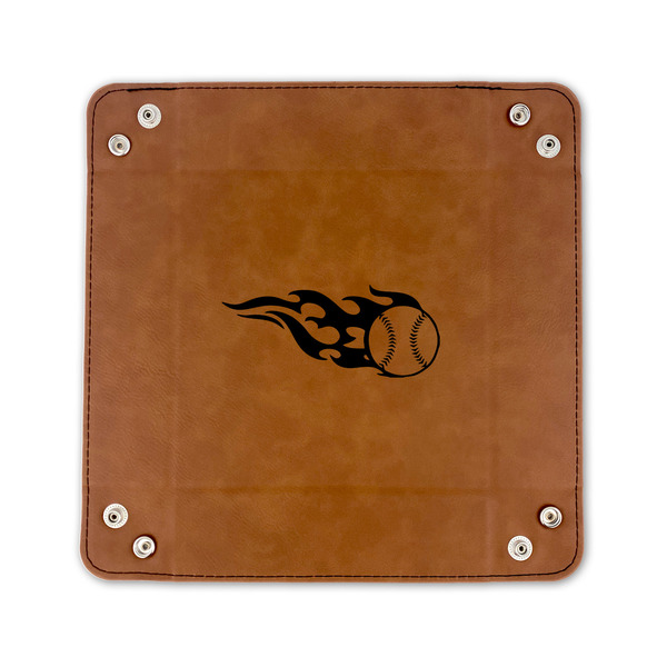 Baseball 6" x 6" Leatherette Snap Up Tray - FLAT FRONT