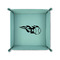 Baseball 6" x 6" Teal Leatherette Snap Up Tray - FOLDED UP