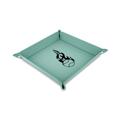 Baseball 6" x 6" Teal Faux Leather Valet Tray