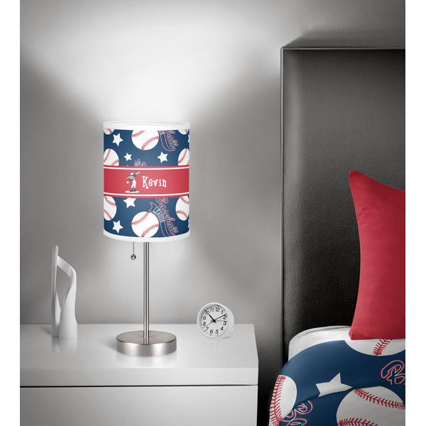 Baseball 7 inch drum lamp shade - in room