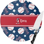 Baseball Round Glass Cutting Board - Small (Personalized)