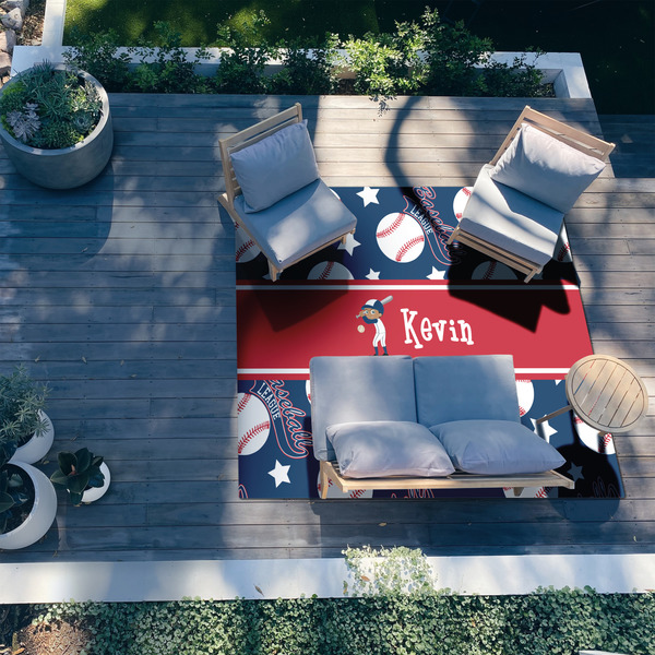 Baseball 8'x10' Patio Rug - In context