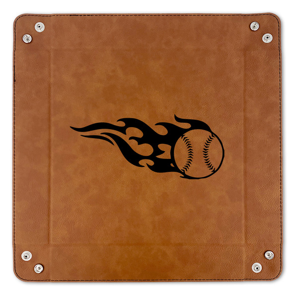 Baseball 9" x 9" Leatherette Snap Up Tray - APPROVAL (FLAT)