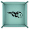 Baseball 9" x 9" Teal Leatherette Snap Up Tray - FOLDED