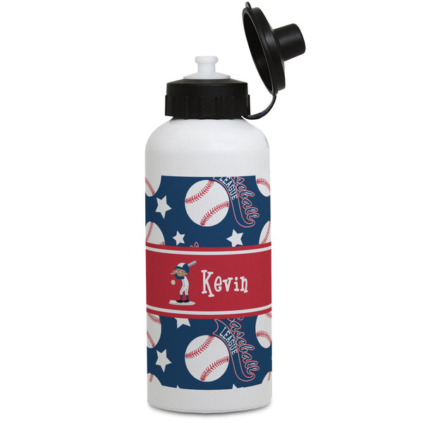 Custom Baseball Water Bottles - Aluminum - 20 oz - White (Personalized)