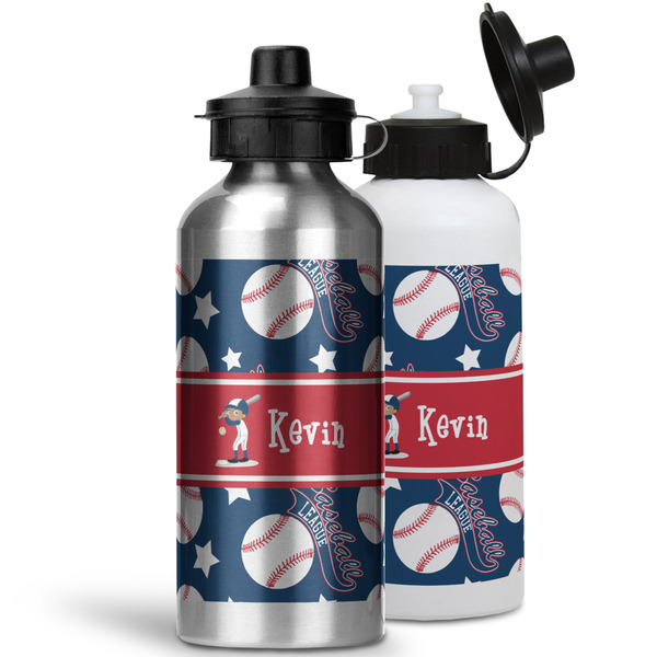 Baseball Aluminum Water Bottles - MAIN (white &silver)