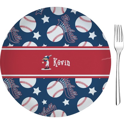 Baseball 8" Glass Appetizer / Dessert Plates - Single or Set (Personalized)