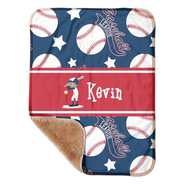 Custom Baseball Sherpa Baby Blanket - 30" x 40" w/ Name or Text