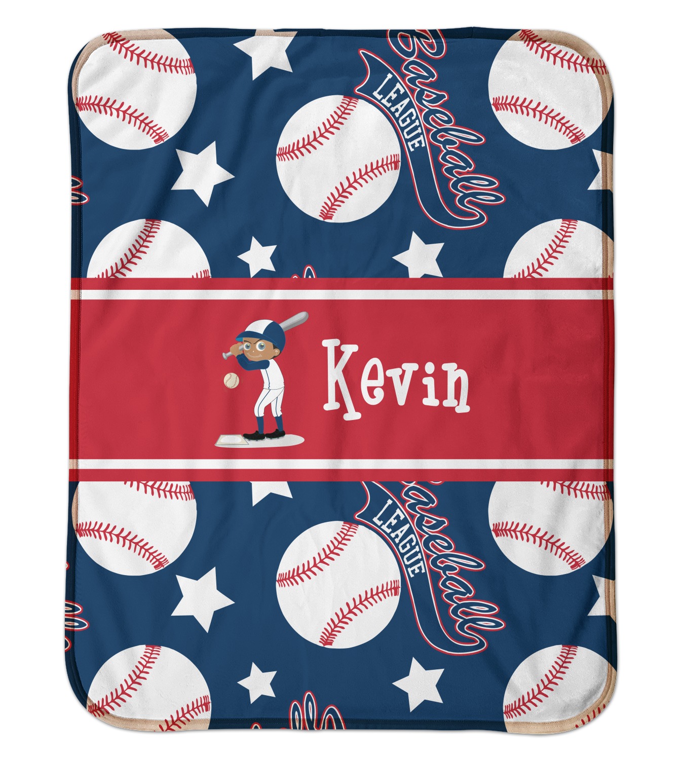 Custom Baseball Sherpa Baby Blanket 30" x 40" w/ Name or Text