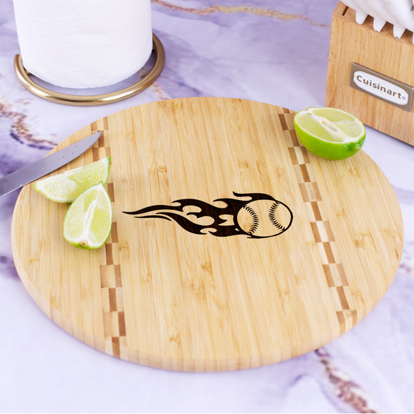 Baseball Bamboo Cutting Board - In Context