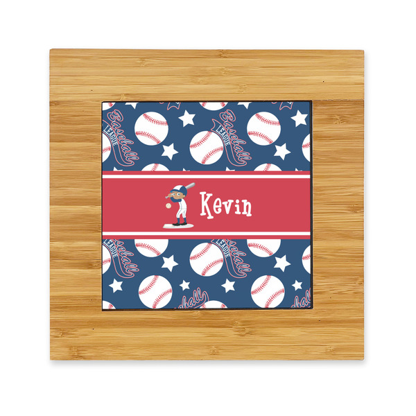 Custom Baseball Bamboo Trivet with Ceramic Tile Insert (Personalized)