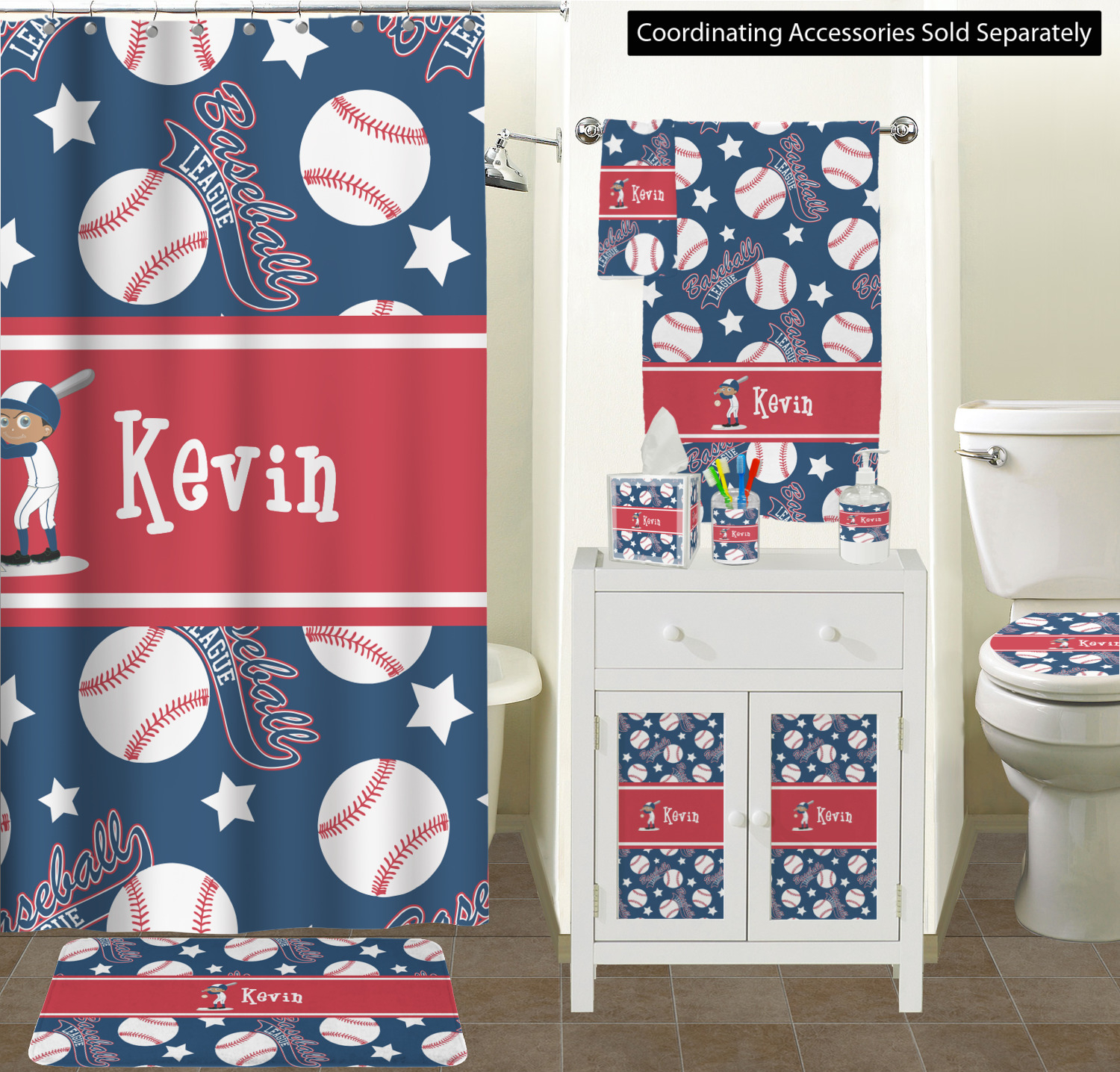 Sanitary Ware Baseball Bathroom Accessories Sets Hand Painted For Everyday Care