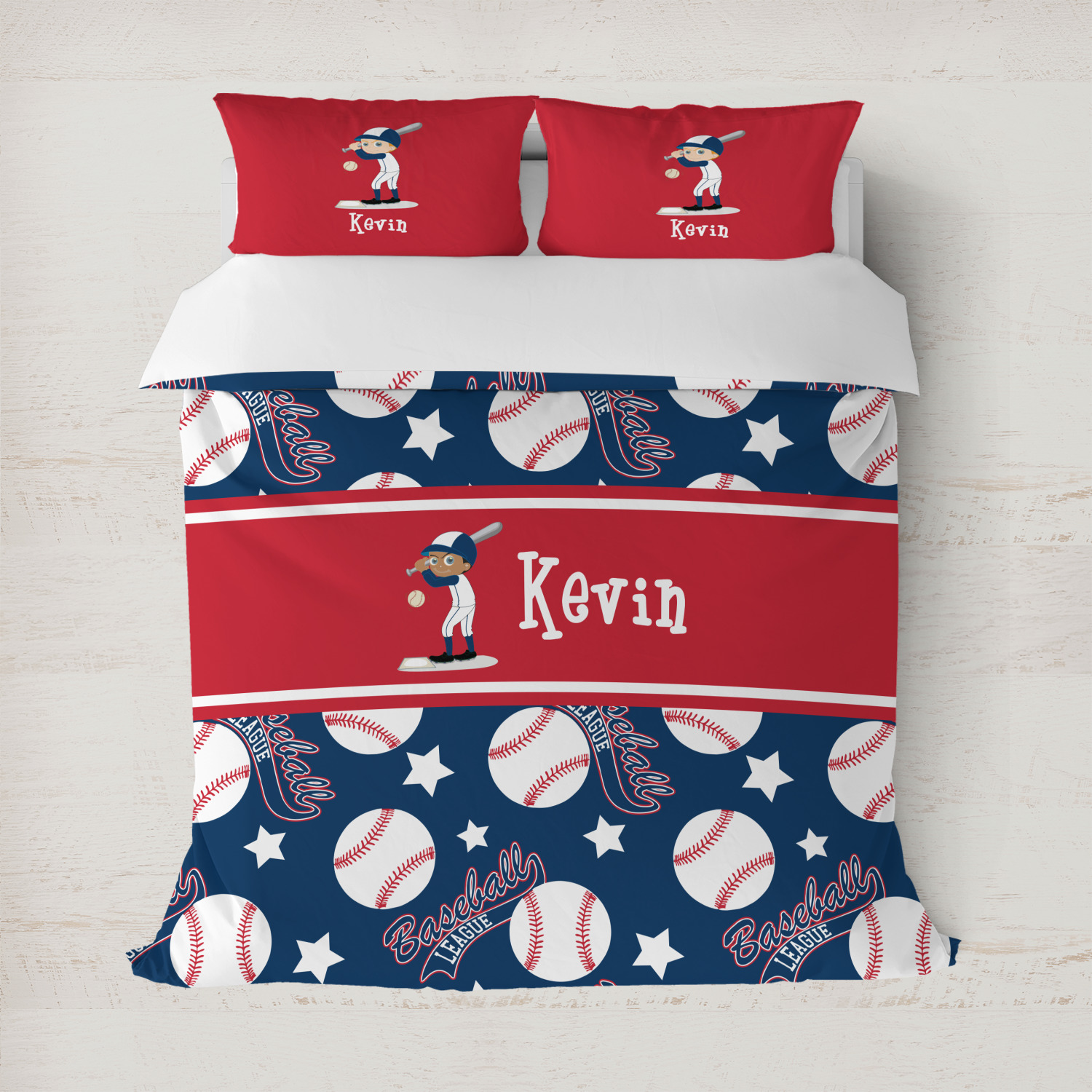 Custom Baseball Duvet Cover Set Full / Queen (Personalized