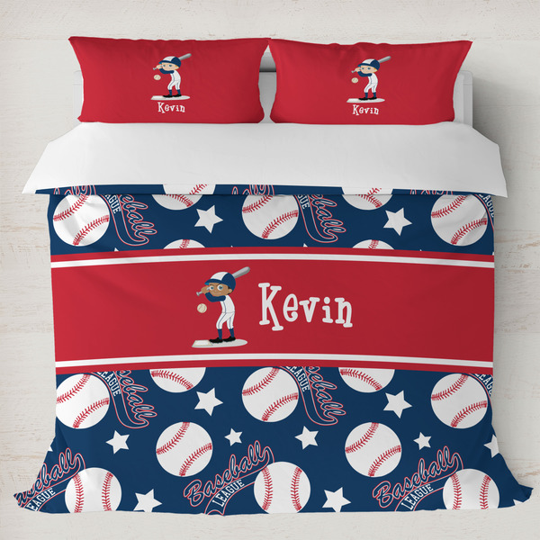 Custom Baseball Duvet Cover Set - King (Personalized)