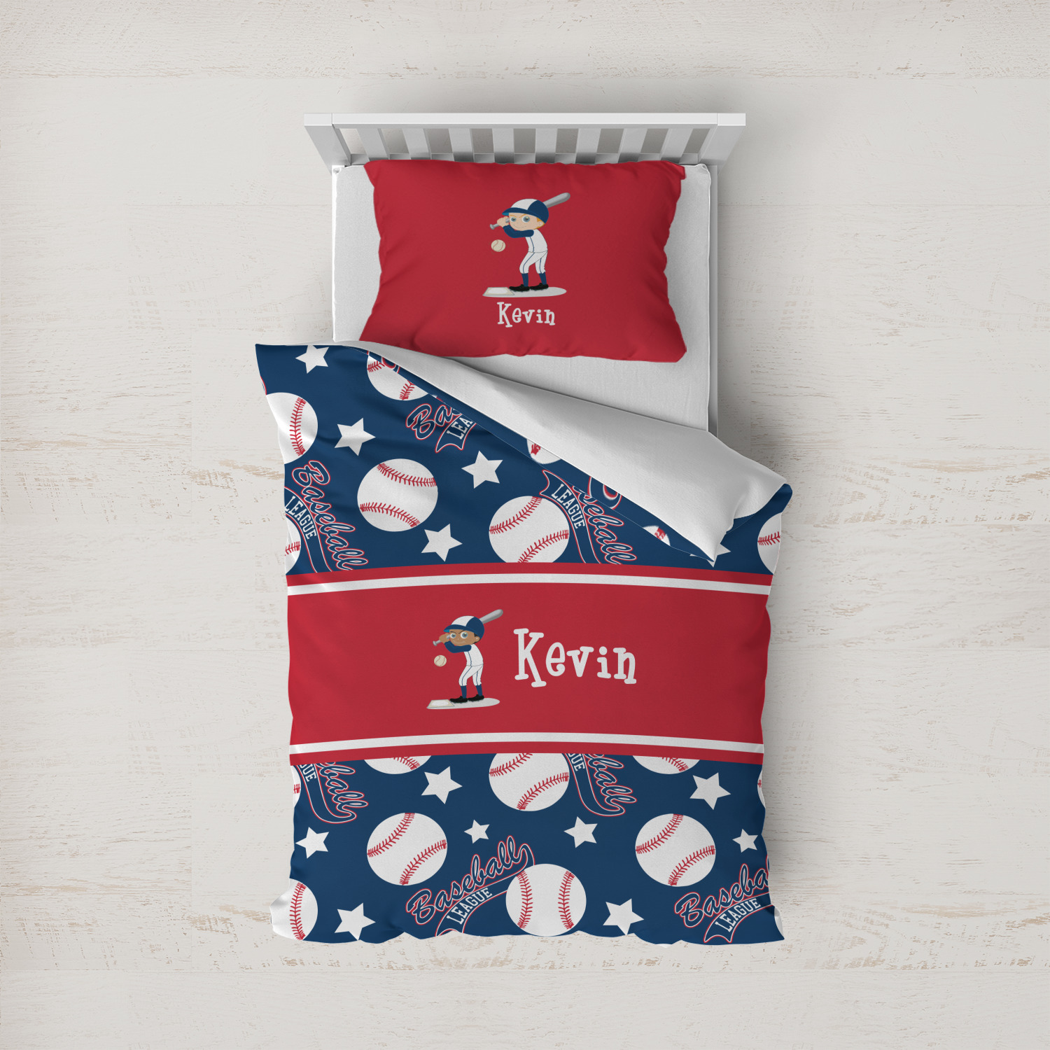 Baseball Catcher Grunge Style Duvet Cover Set - Twin Size 2-Piece Bedding (1 Duvet Cover + 1 Pillowcase) - Gift For Kids, Boys, Girls