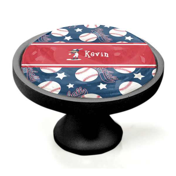 Baseball Black Custom Cabinet Knob (Side)