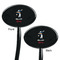 Baseball Black Plastic 7" Stir Stick - Double Sided - Oval - Front & Back