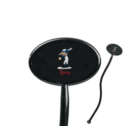 Baseball 7" Oval Plastic Stir Sticks - Black - Single Sided (Personalized)