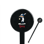 Baseball 7" Round Plastic Stir Sticks - Black - Double Sided (Personalized)