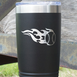 Baseball 20 oz Stainless Steel Tumbler - Black - Double Sided (Personalized)