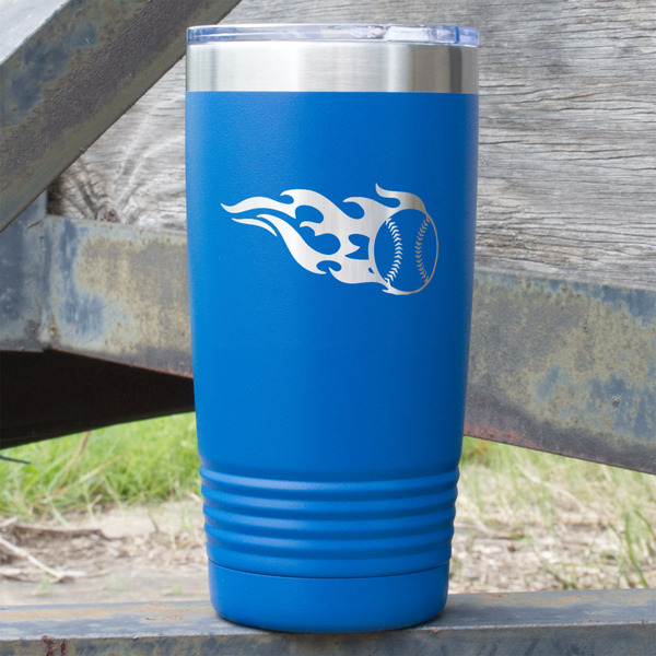 Custom Baseball 20 oz Stainless Steel Tumbler - Royal Blue - Single Sided