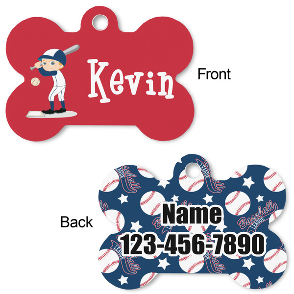 Baseball Bone Shaped Dog Tag - Front & Back