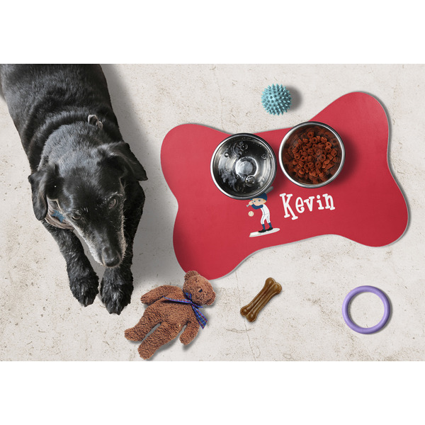 Baseball Bone Shaped Mat w/ Food & Water