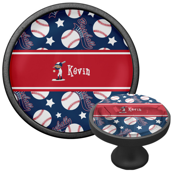 Baseball Cabinet Knob - Black - Multi Angle