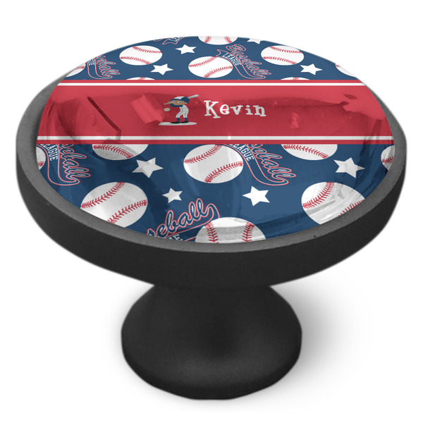 Baseball Cabinet Knob - Black - Side