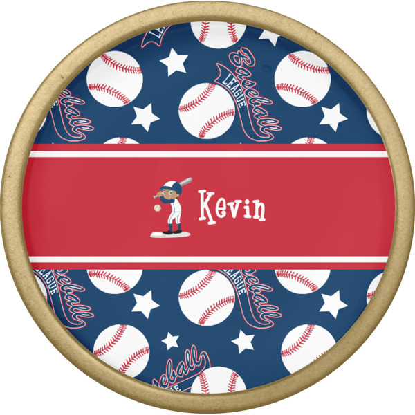 Baseball Cabinet Knob - Gold - Front