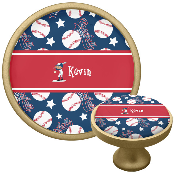 Custom Baseball Cabinet Knob - Gold (Personalized)